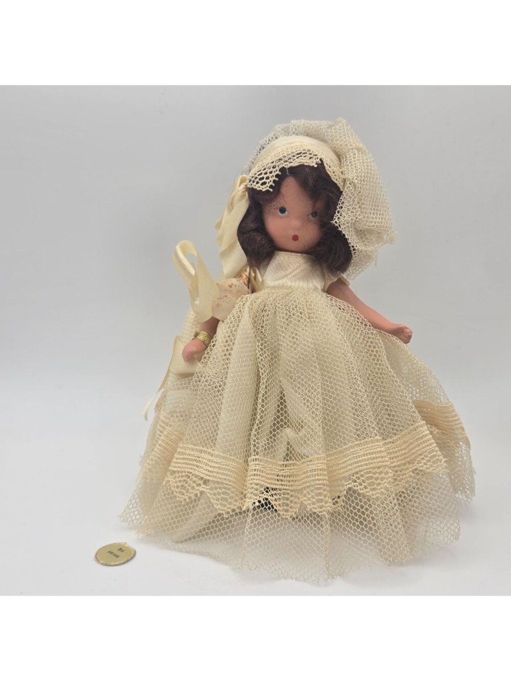 Antique Nancy Ann Story Book Doll Bride 86 With Stand Bisque